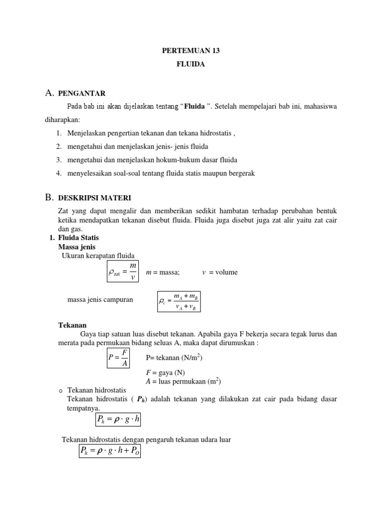 Materi Fluida untuk Mahasiswa | PDF