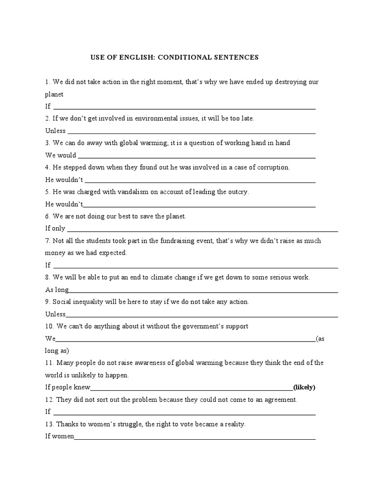 Conditional Sentences in English Usage | PDF