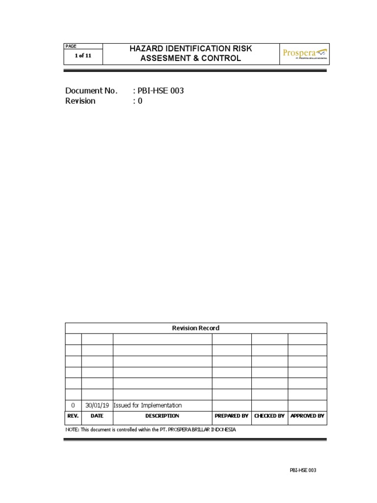 Hazard Identification & Risk Control Guide | PDF | Occupational Safety ...