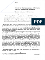 Some Statistical Methods For The Assessment of Multiple Outcome Criteria in Behavioral Research