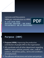 Lectures and Discussions HRM 301 - Introduction To HRM (First Lecture)