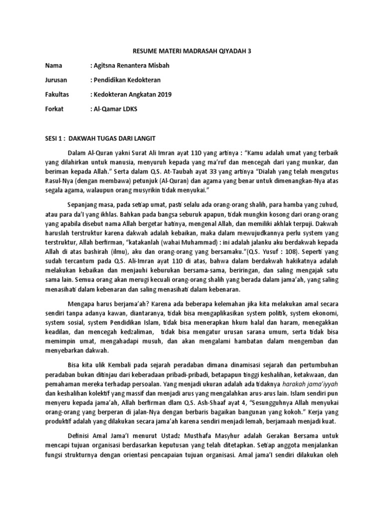Resume Materi Madrasah Qiyadah 3 Pdf