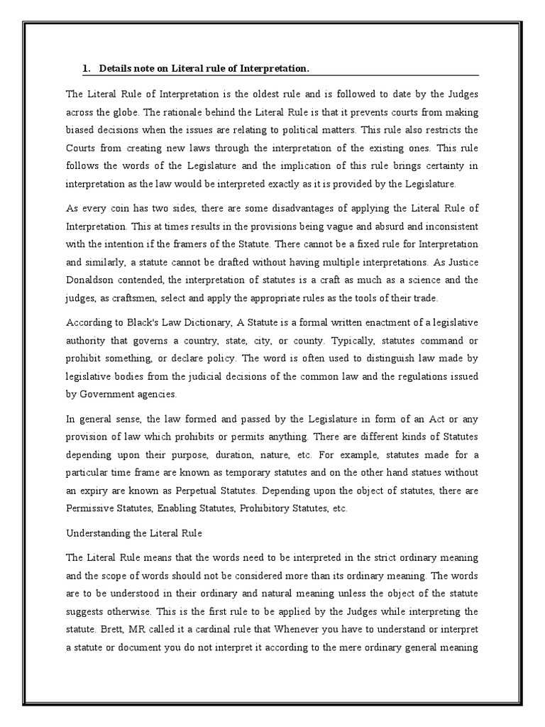 Interpretation of Statues PDF Plain Meaning Rule Statutory Interpretation