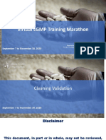 Cleaning Validation - WHO LPA - Virtual GMP Training Marathon - Sep-Nov 2020