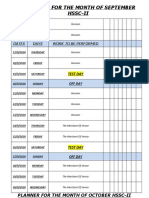 Planner For The Month of September Hssc-Ii: Test Day