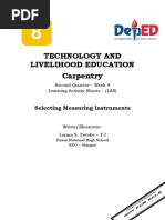 Technology and Livelihood Education Carpentry: Selecting Measuring Instruments