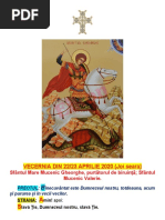 Vecernia 22.04.2021, Joi Seara, Sf.gheorghe