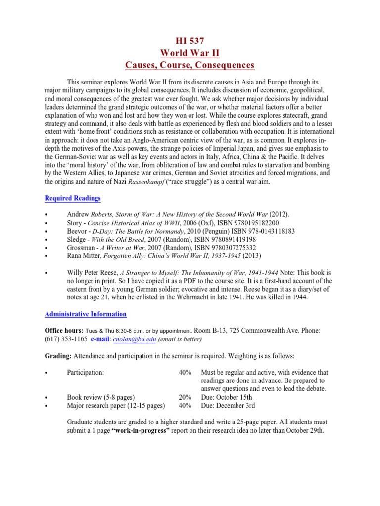 World War II Causes, Course, Consequences | PDF | World War II | Allies ...