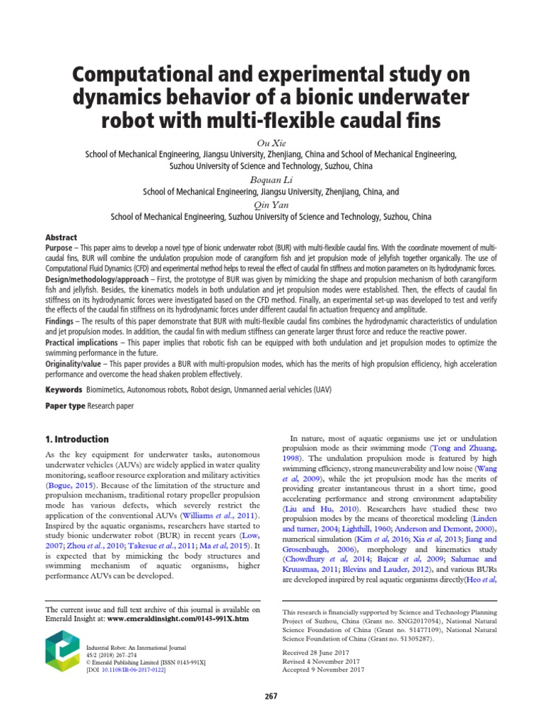 Computational and Experimental Study On Dynamics Behavior of A Bionic ...