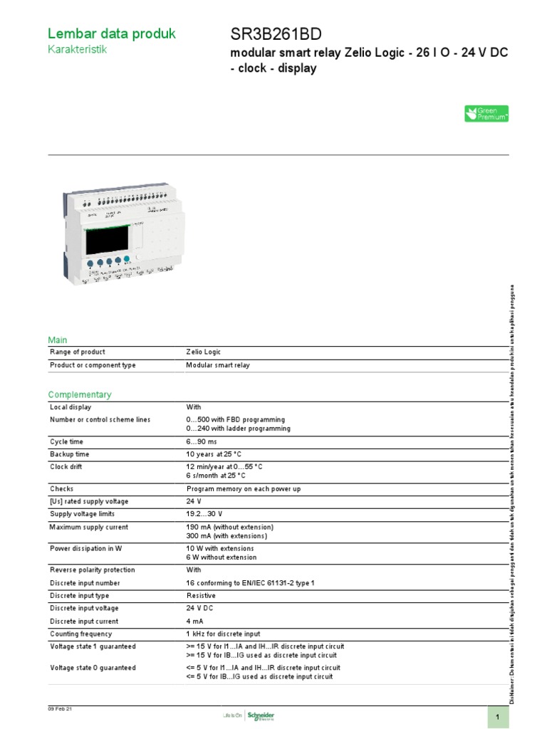 Zelio Logic SR2 - SR3 - SR3B261BD | PDF | Relay | Electrical Network