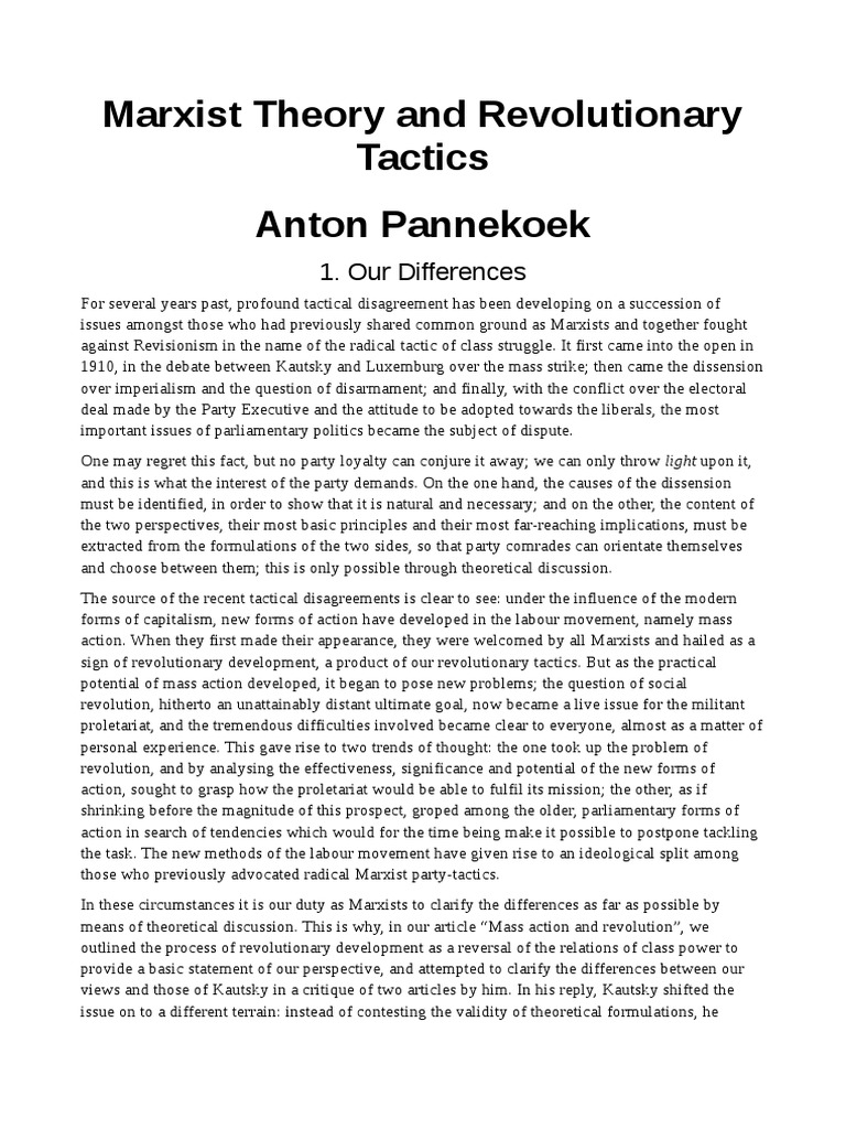 Marxist Theory and Revolutionary Tactics | PDF | Marxism | Socialism
