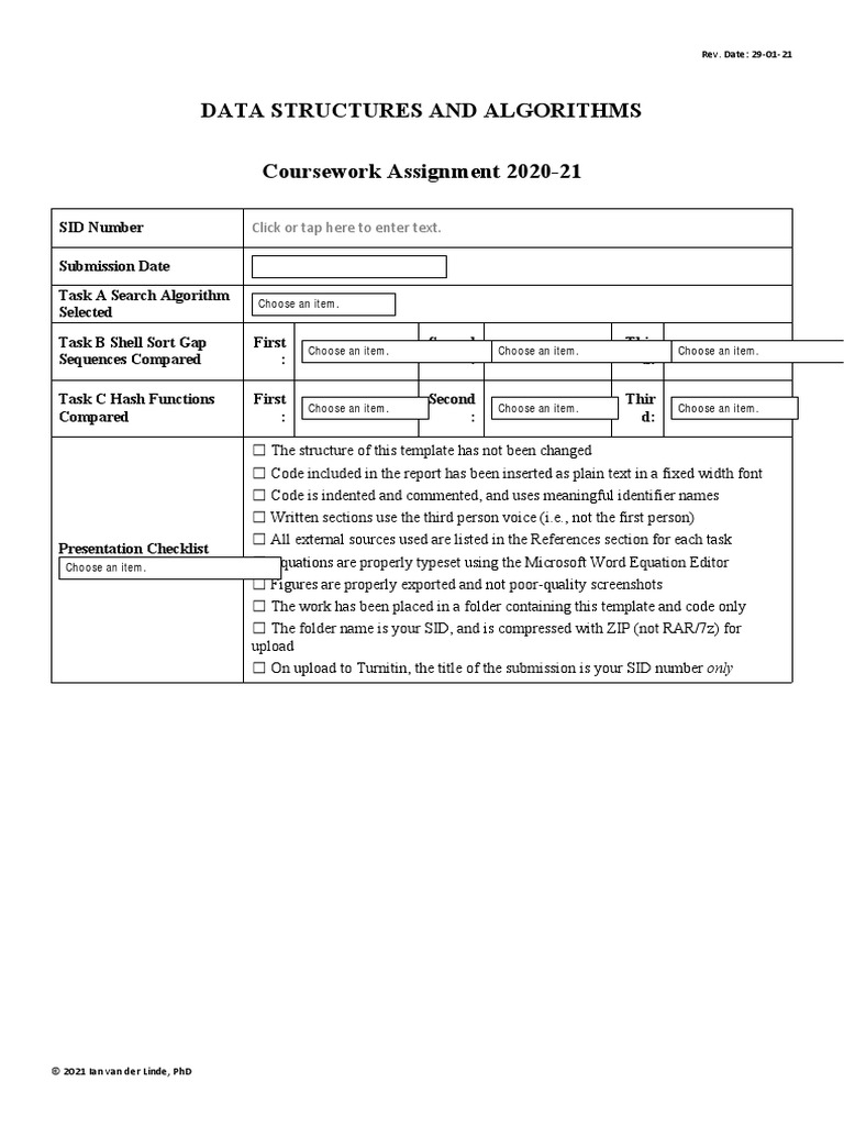Data Structures and Algorithms Coursework 2020-21 | PDF | Function ...