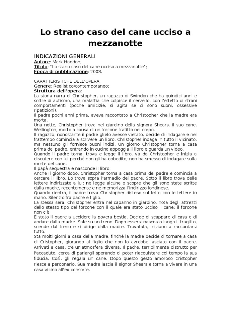 Lo Strano Caso Del Cane Ucciso A Mezzanotte Pdf Gratis