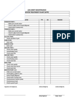 Log Sheet Maintenance Water Treatment Plant (WTP) : Description of Work YES NO Remark Transfer Pump 1