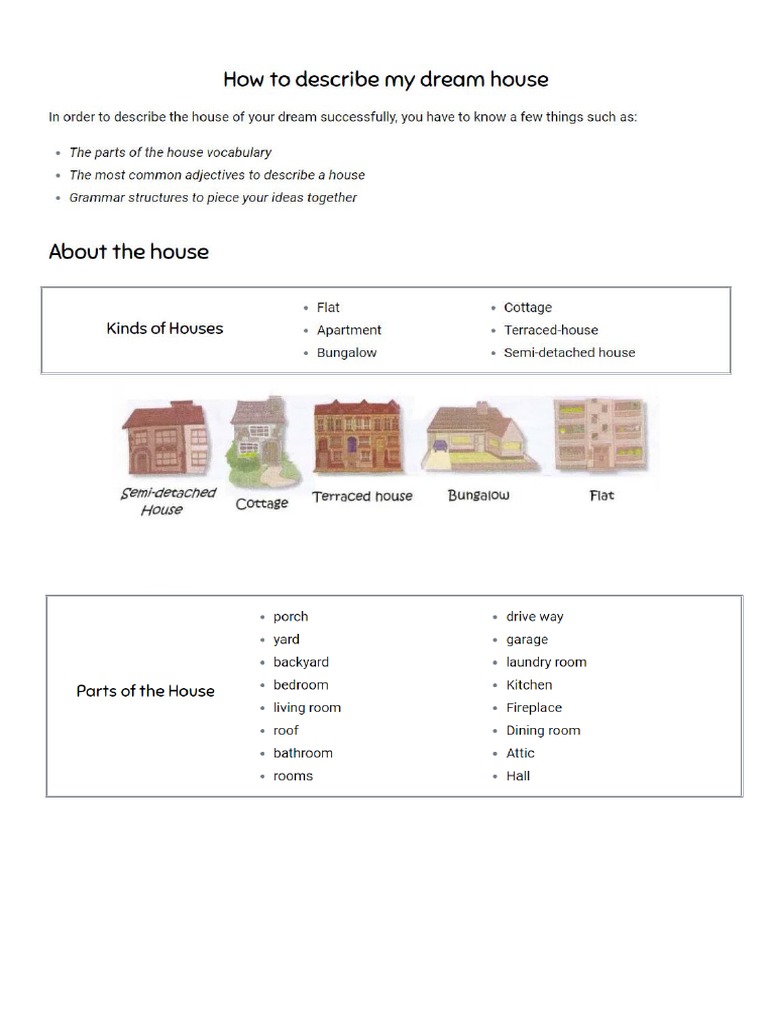 How To Describe My Dream House | PDF | Philosophy | Language Arts ...