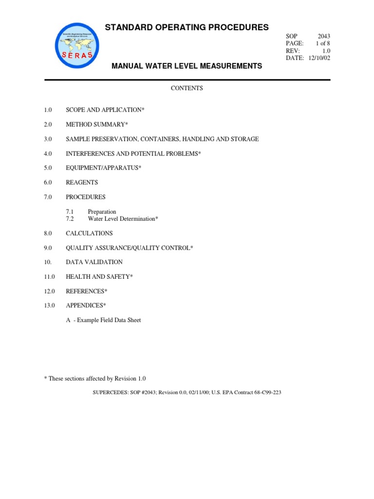 Manual Water Level Measurement SOP | PDF | Groundwater | Sea Level