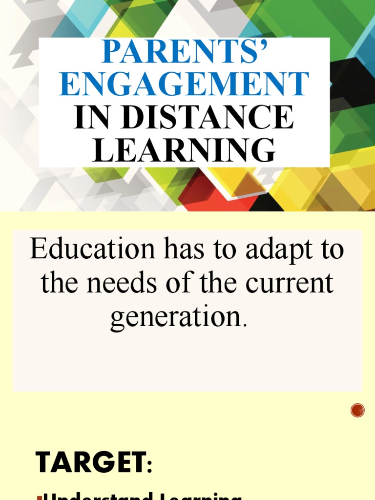 Parents' Engagement: in Distance Learning | PDF | Career & Growth ...