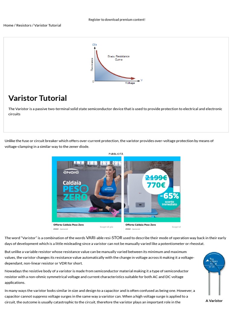 Varistor Tutorial Register To Download Premium Content! PDF