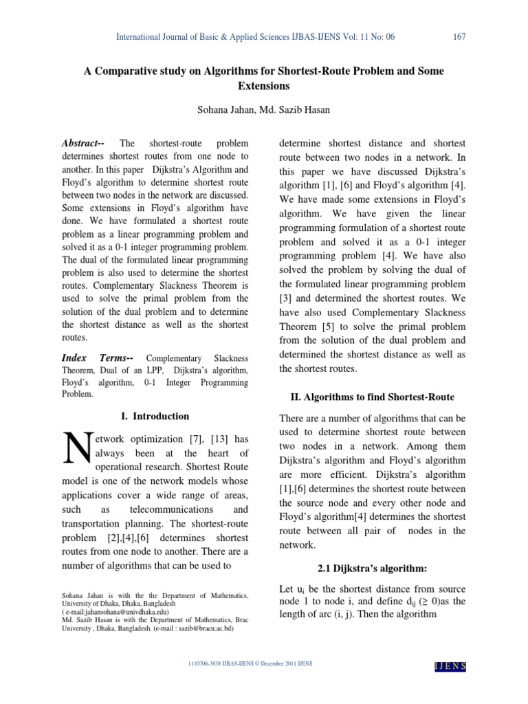 A Comparative Study On Algorithms For Shortest-Route Problem and Some ...