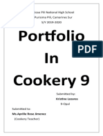Portfolio in Cookery 9: San Jose Pili National High School La Purisima Pili, Camarines Sur S/Y 2019-2020