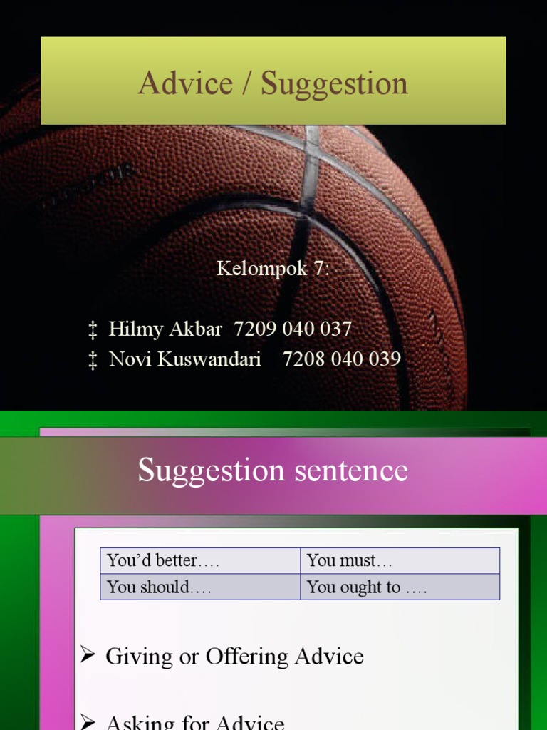 Advice and Suggestion | PDF | Self-Improvement