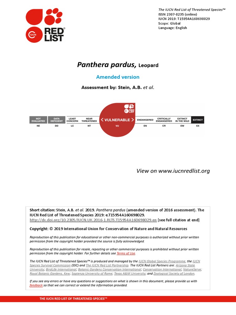 Panthera Pardus,: Amended Version | PDF | Leopard | Panthera