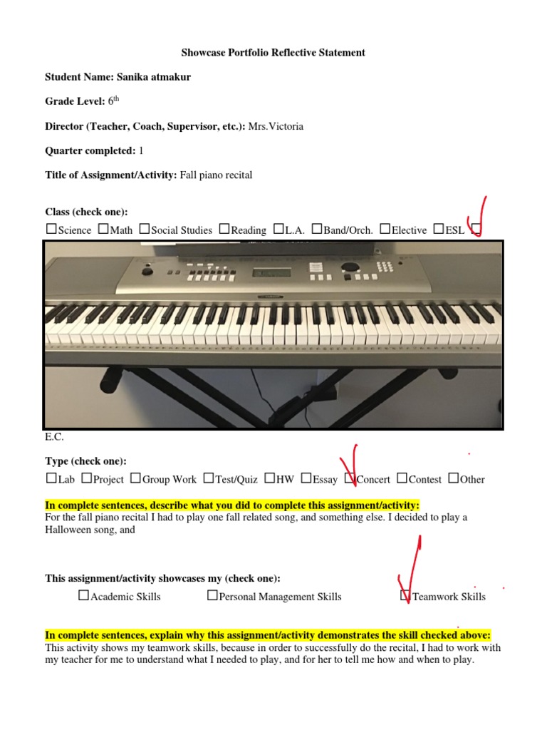 Extra Curricular Portfolio 6th 1 | PDF