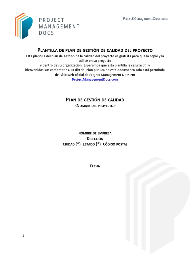 8.1.3.1 Plan de Gestion de Calidad | PDF | Gestión de la calidad ...