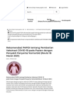 Rekomendasi PAPDI Tentang Pemberian Vaksinasi COVID-19 Pada Pasien Dengan Penyakit Penyerta - Komorbid (Revisi 18 Maret 2021)