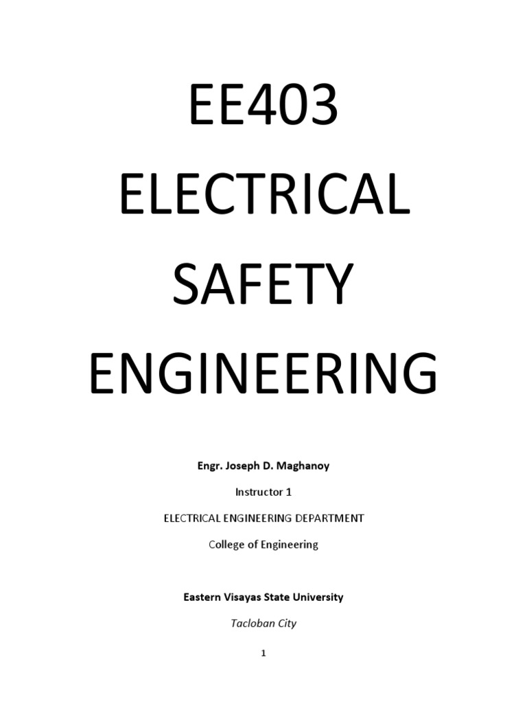 EE403 Electrical Safety Engineering 1 PDF Glove Occupational