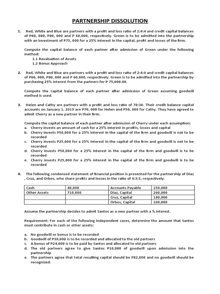 View of Partnership Admission & Dissolution Guide | PDF | Goodwill (Accounting ...