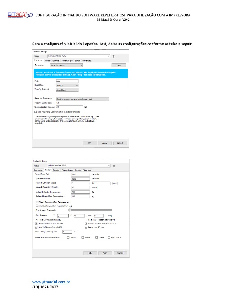 Configuracoes RepetierHost PDF