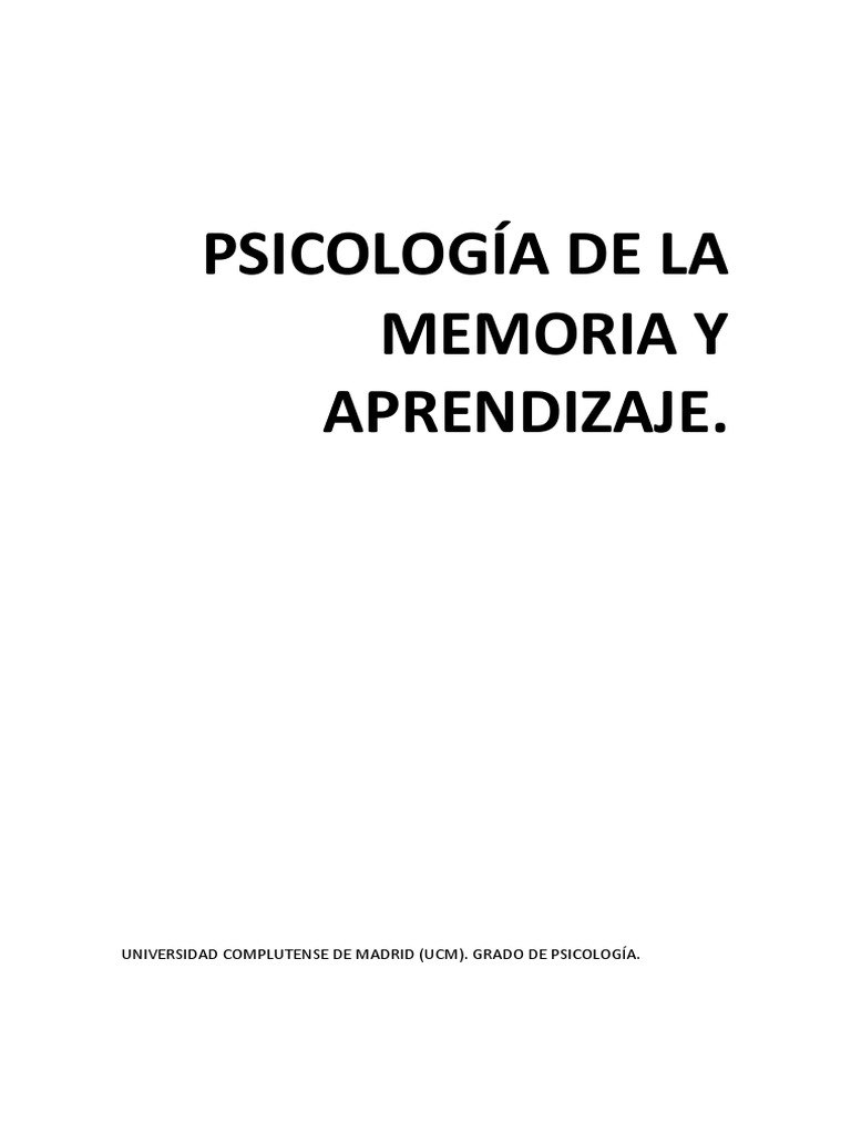 Psicología de la Memoria y Aprendizaje | PDF | Memoria | Percepción