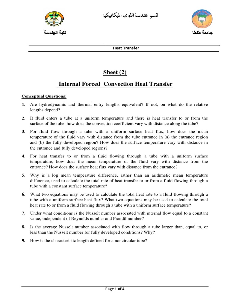 Internal Forced Convection Heat Transfer | PDF | Heat Transfer | Liquids