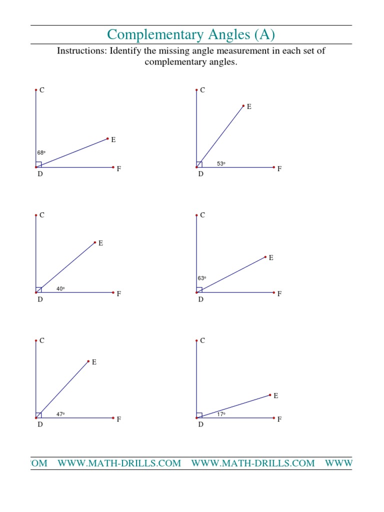 Find Missing Complementary Angles | PDF