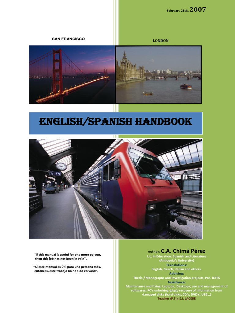 English Spanish Handbook PDF Language Mechanics Linguistics