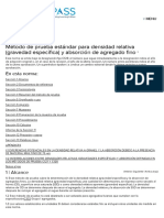 Método de Prueba Estándar para Densidad Relativa (Gravedad Específica) y Absorción de Agregado Fino