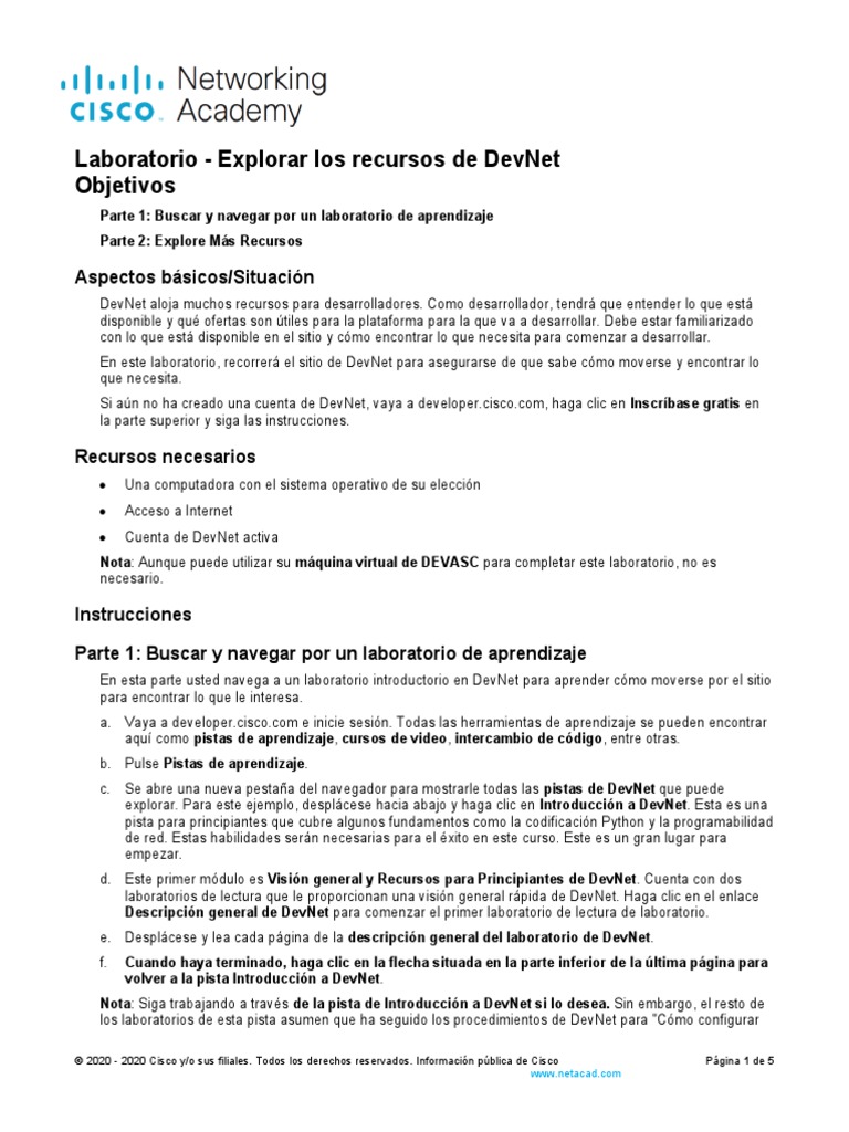 Navegación y Recursos en DevNet | PDF | Aprendizaje | Ciencias de la ...