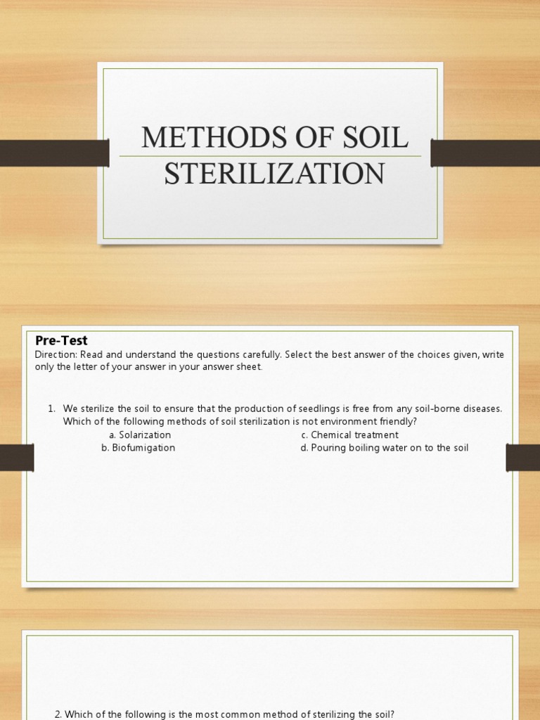 Methods of Soil Sterilization PDF Personal Protective Equipment