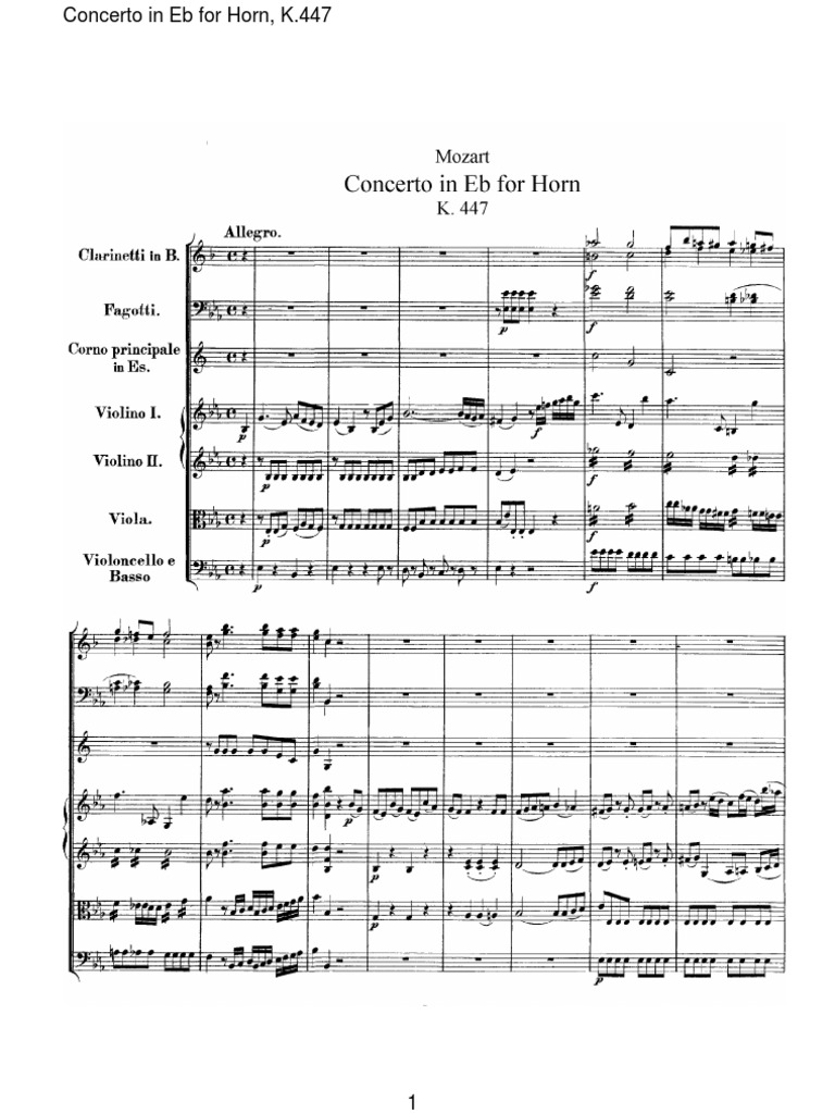 Score Mozart Horn Concerto No.3 PDF