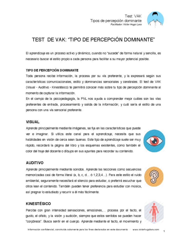 Test de Estilos de Aprendizaje VAK | PDF | Percepción visual | Percepción