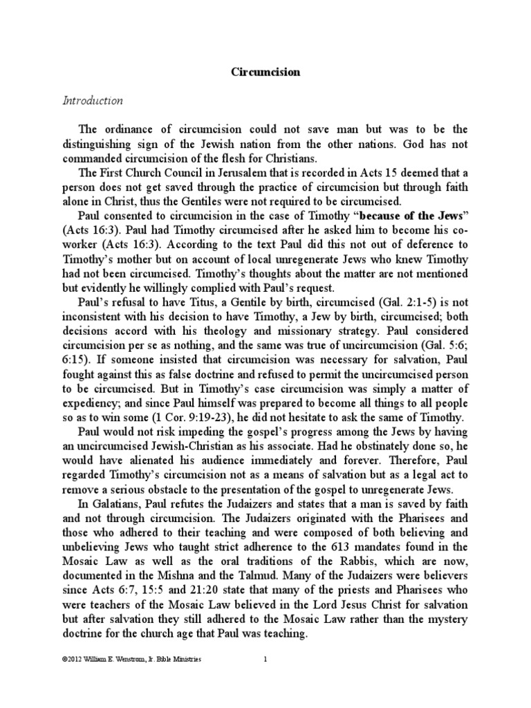 Circumcision Revised October PDF Paul The Apostle Covenant (Biblical)