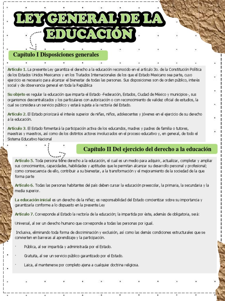 Disposiciones de la Ley General de Educación | PDF | Educación de la ...