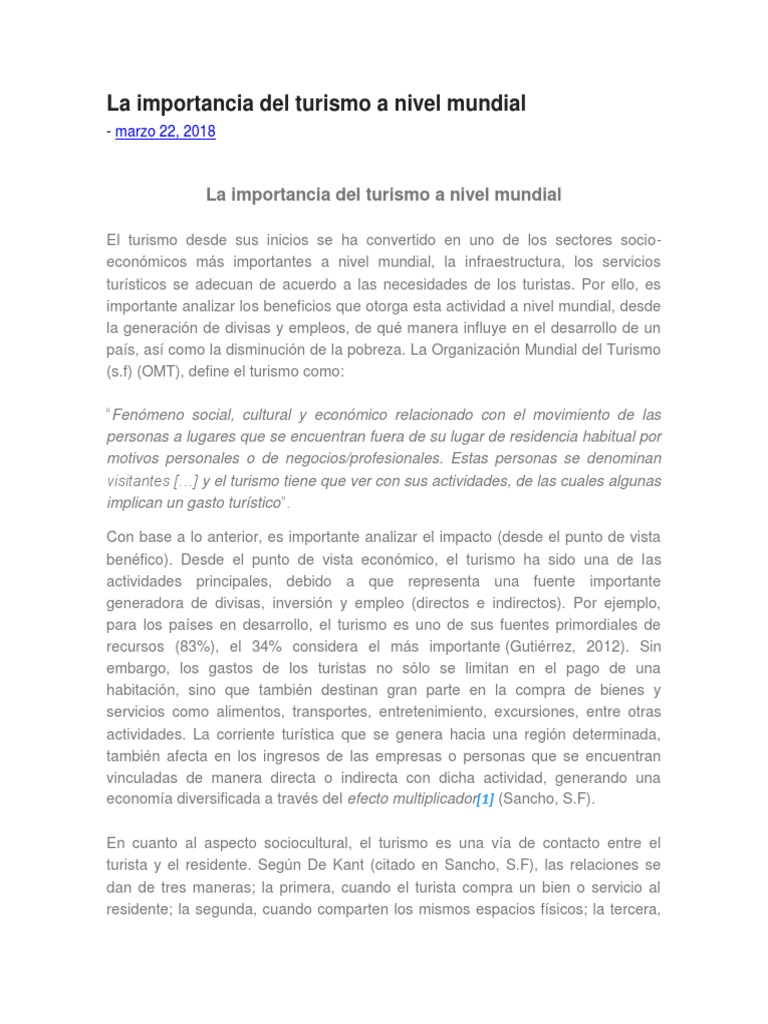 Impacto del Turismo en la Economía Global | PDF | Turismo | Economias