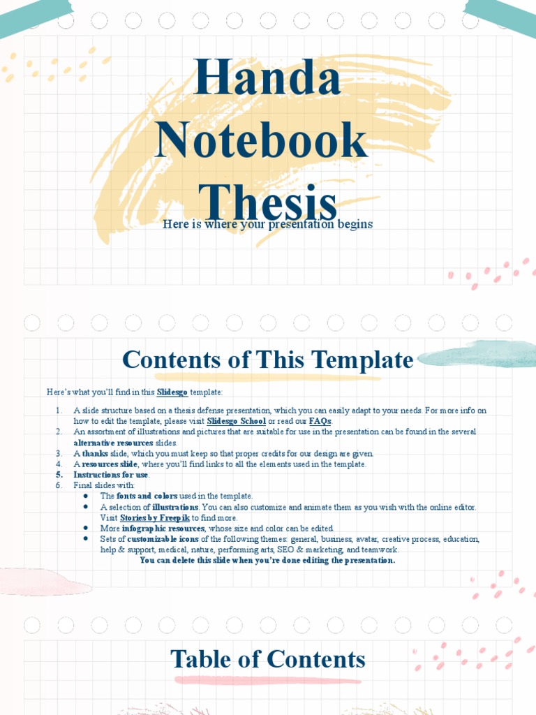 handa notebook thesis by slidesgo