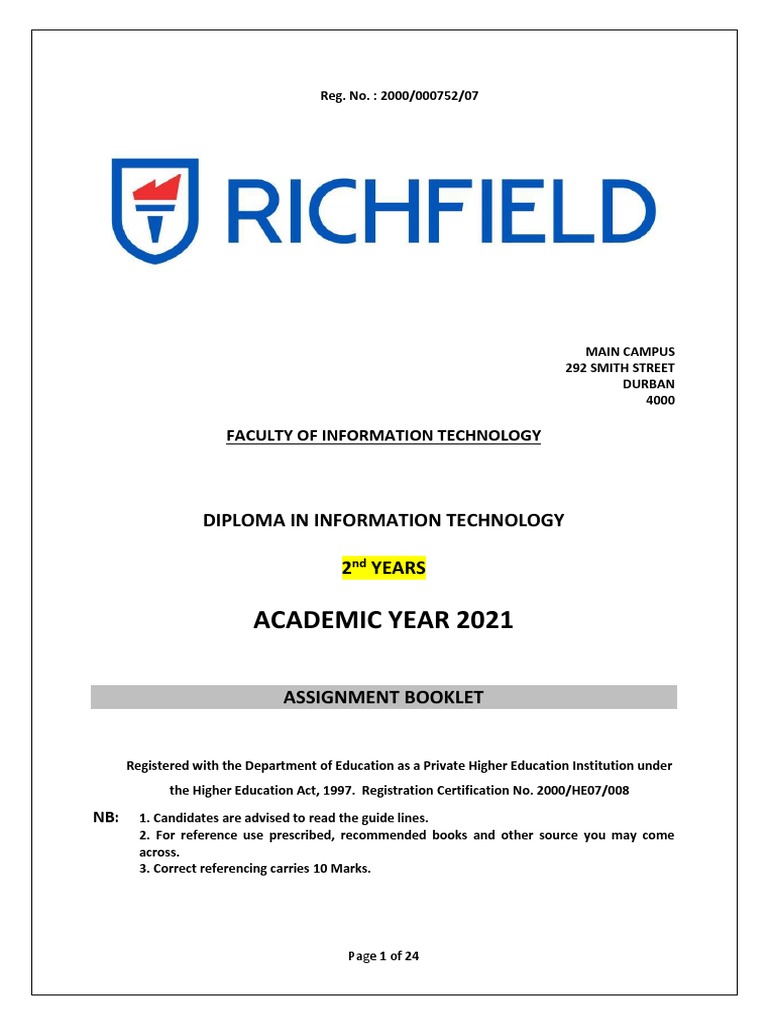 2021 IT Diploma Assignment Guidelines | PDF | Entrepreneurship | Computing