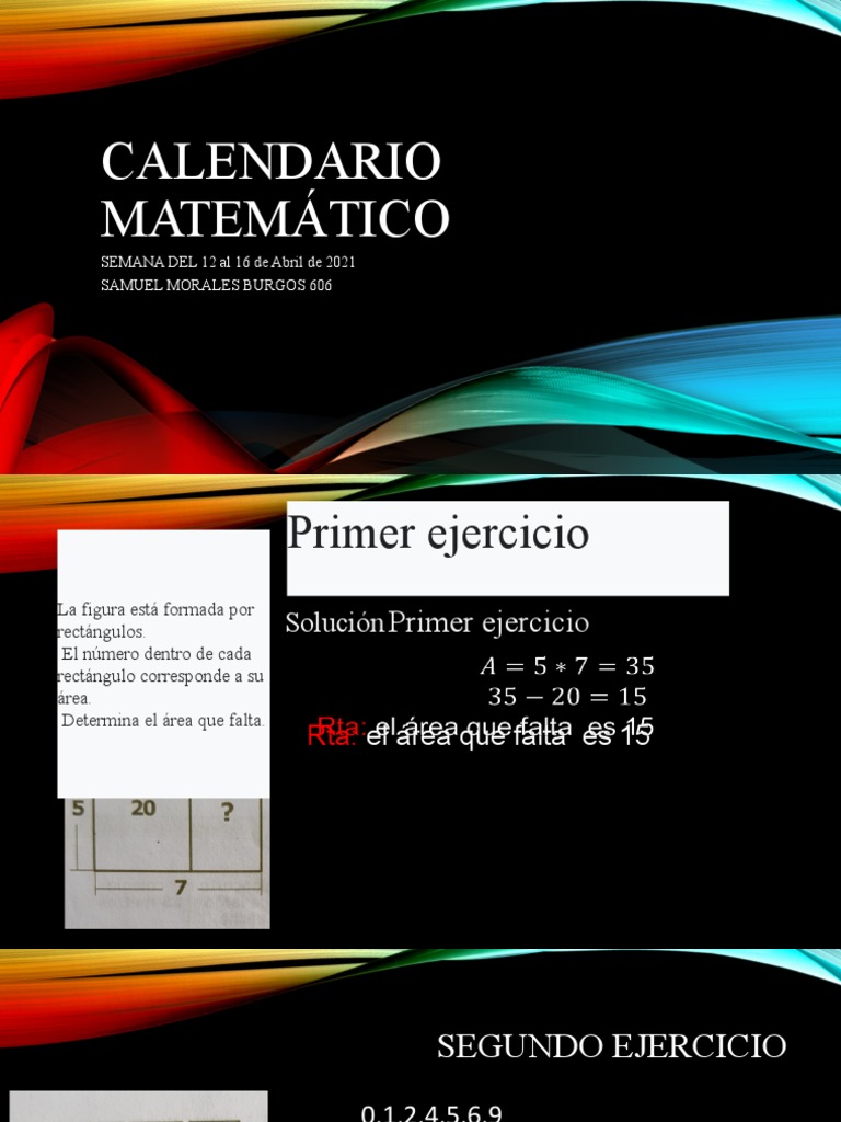 Calendario Matemático Semana Del 12 Al 16 de Abril | PDF | Métodos y ...