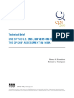 Technical Brief Use of The U.S. English Version of The Cpi 260 Assessment in India