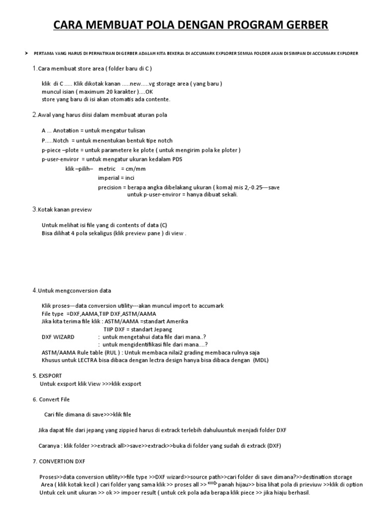 Cara Membuat Pola Dengan Program Gerber | PDF
