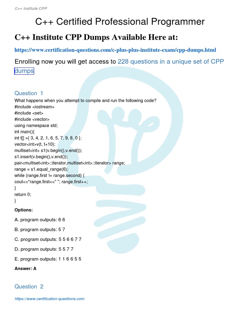 C++ Certified Professional Programmer: C++ Institute CPP Dumps ...